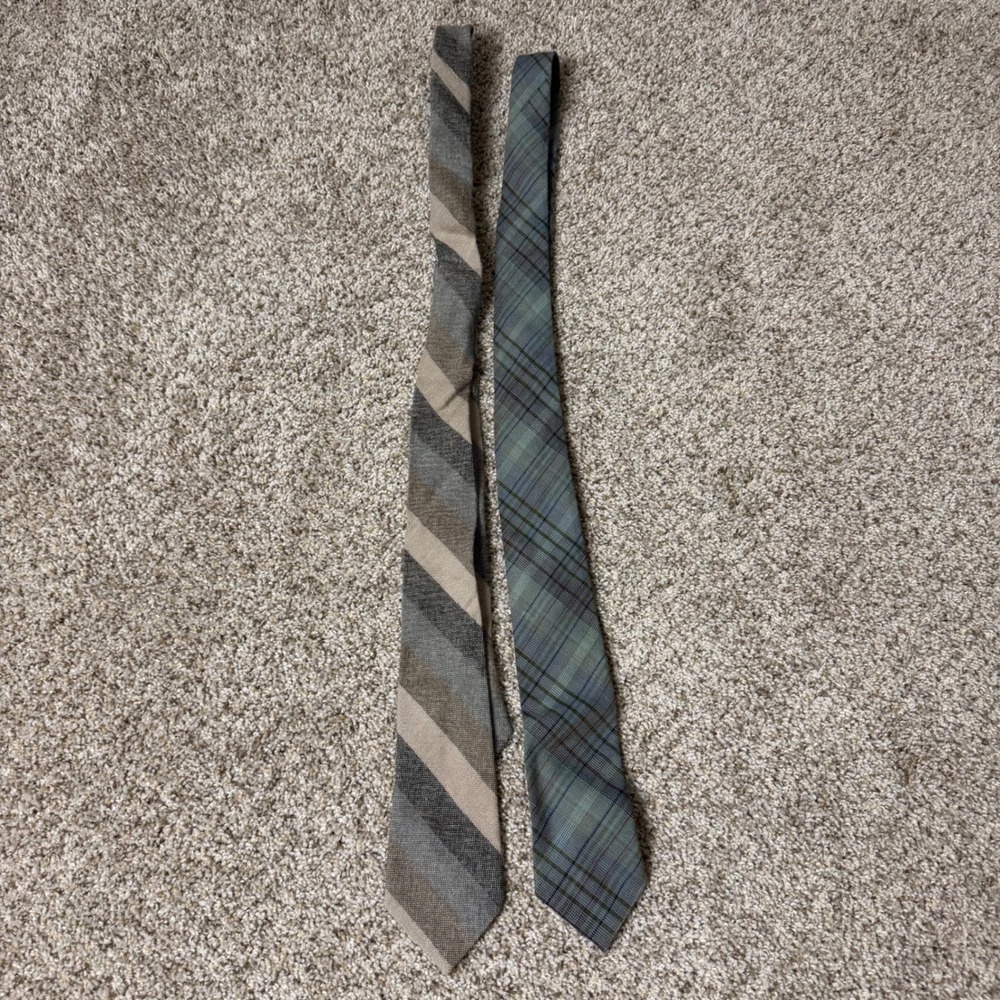 Lochcarron Pringle of Scotland Wool Tie Lot 2 Mens Plaid Striped Made n Scotland
